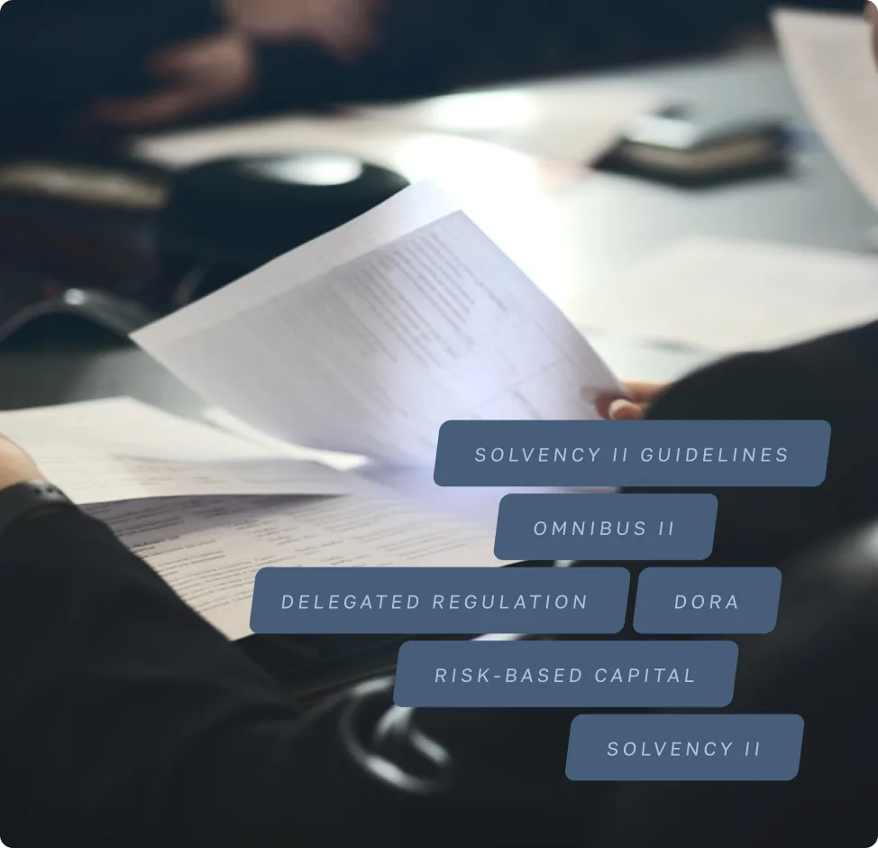 Legislation visual with Solvency II, DORA, and other regulatory tags